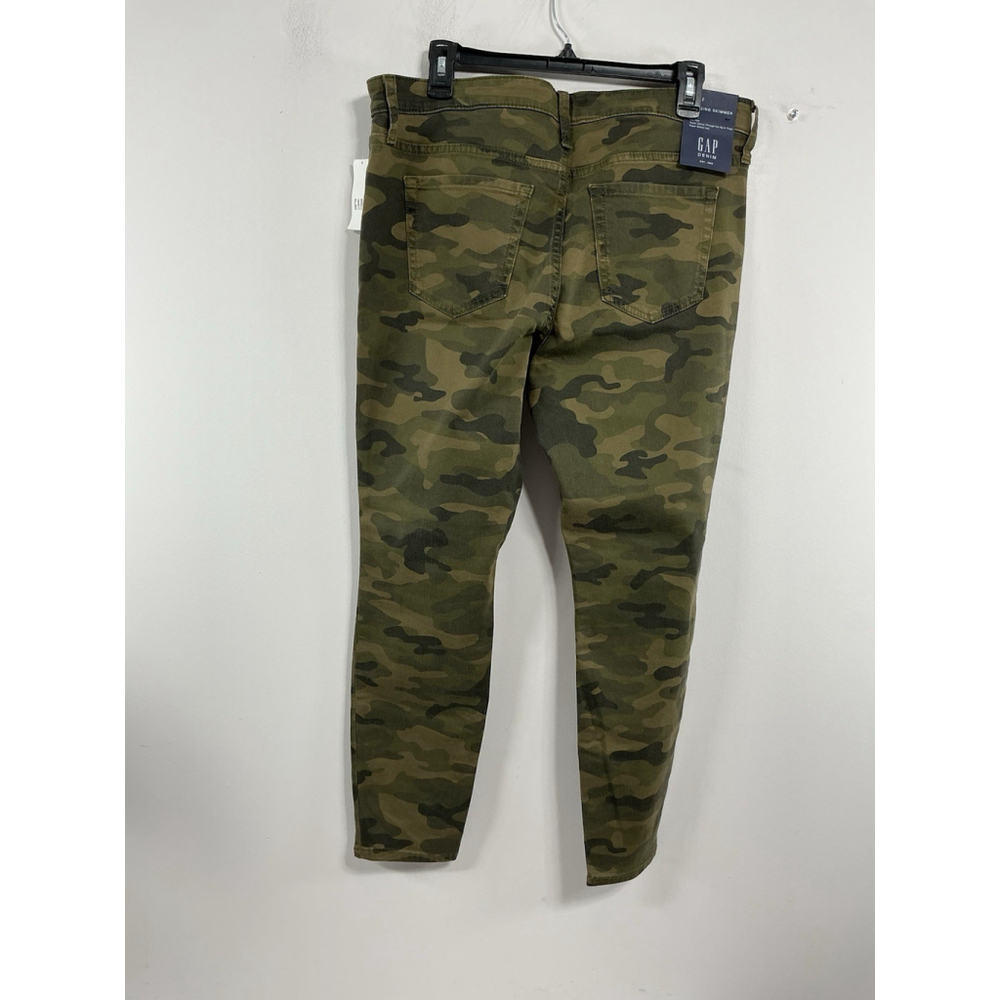 Womans Gap Denim Leggings 14/32 Stretch Midrise Skinny Camo Zip Button NWT - Picture 2 of 9